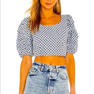 POLKA PUFF SLEEVE BLOUSE BLACK AND WHITE!
